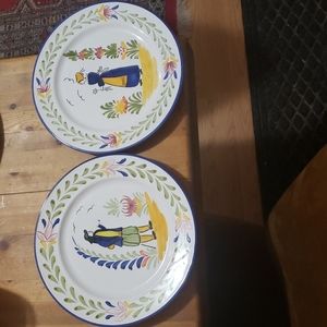 Portuguese Handmade/Painted 10.5" Plates Hanging New!